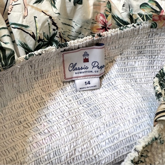 Classic Prep - smocked Hadley girls dress - palm tree summer vibe print size 14 - Picture 5 of 6